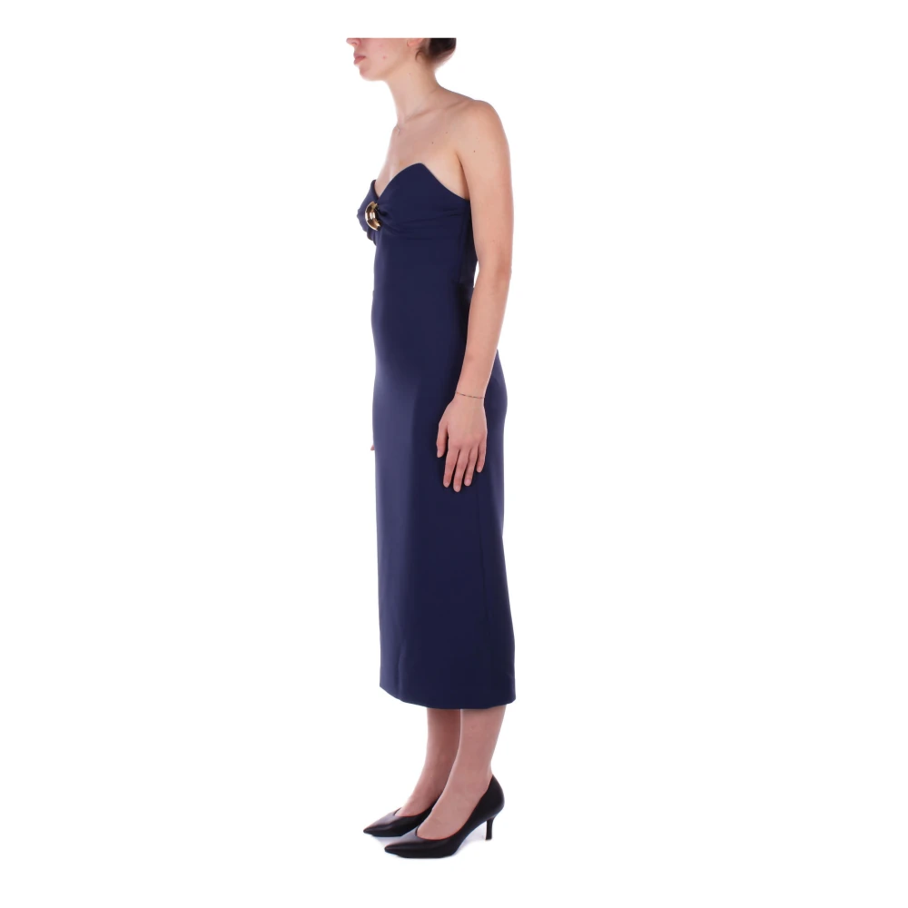 Elisabetta Franchi Blauwe Versierde Jurk met Ritssluiting Blue Dames