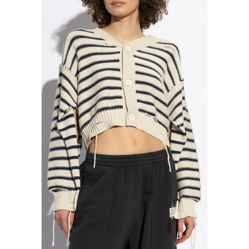 MM6 Maison Margiela Vintage Effect Cardigan Gray Dames
