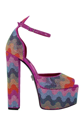 Crystal Platform Sandals Hi-Heels Waves