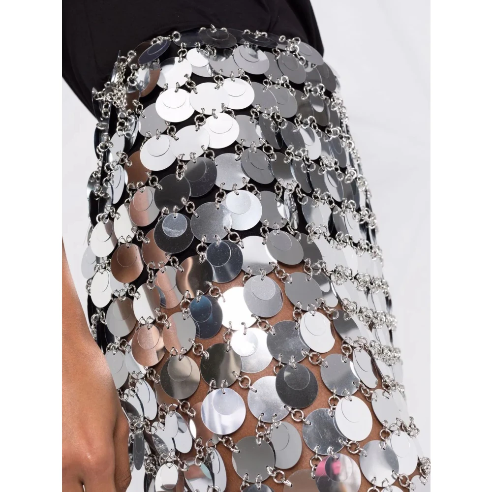 Paco Rabanne Zilveren Mid-Length Jupe Rok Gray Dames