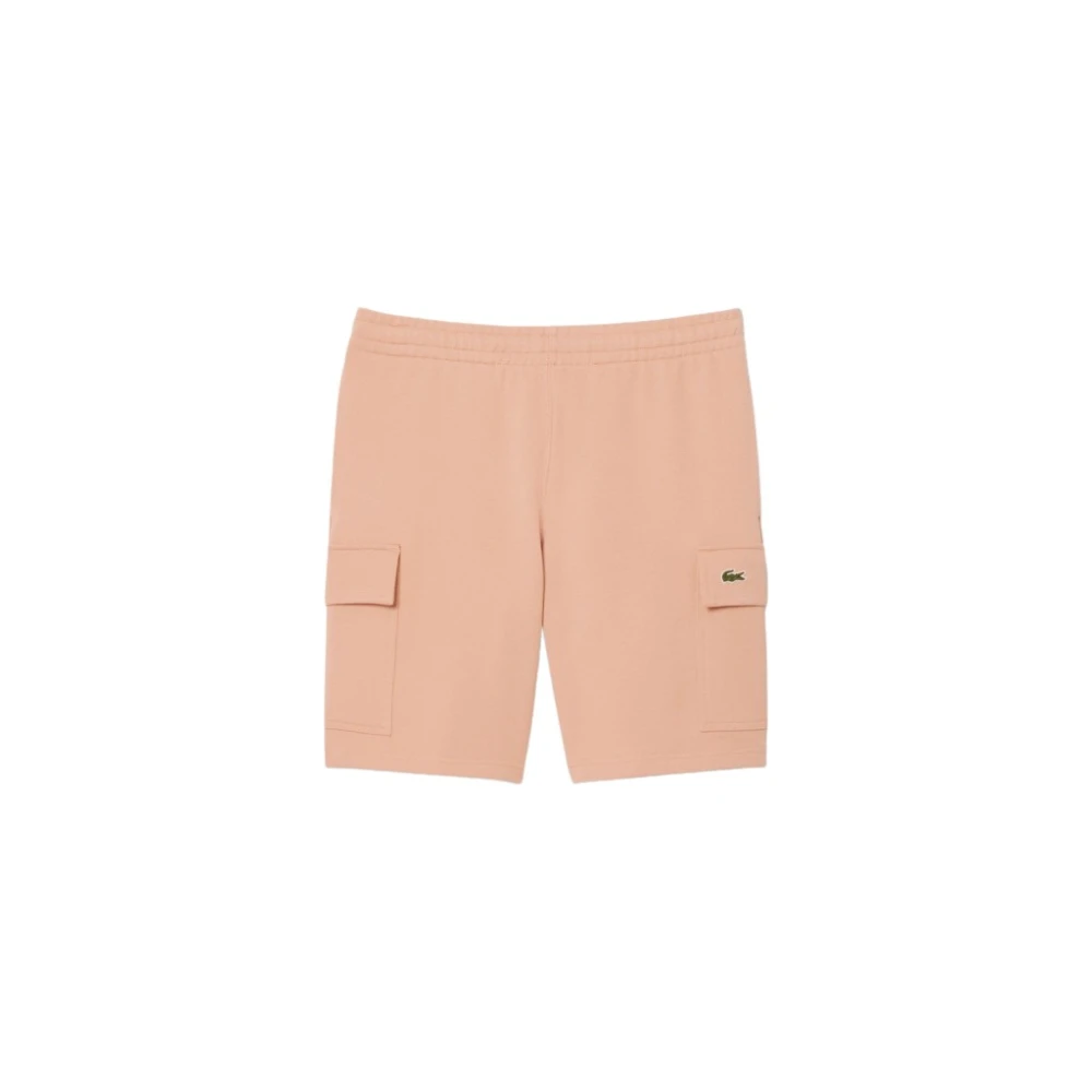Lacoste Casual katoenen shorts met krokodillenlogo Beige Heren
