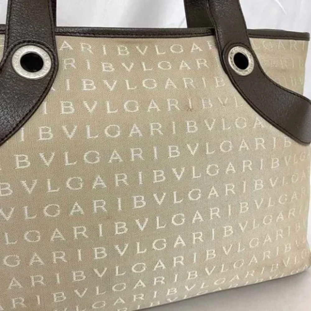 Bvlgari Vintage Pre-owned Canvas handbags Beige Dames