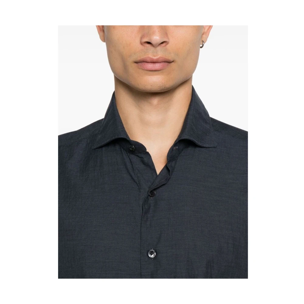 Barba Navy Blauw Katoenen Overhemd Blue Heren