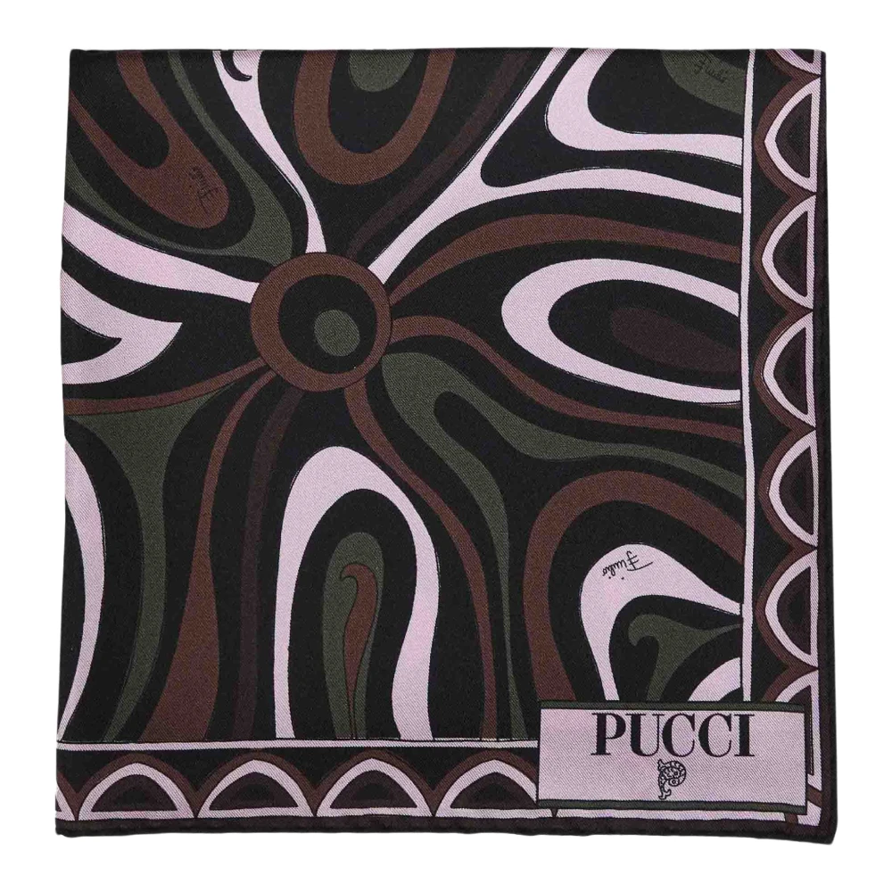Pucci Donna Rosa - Foulard In Seta Stampa Marmo E Pesci - Accessories - One Size