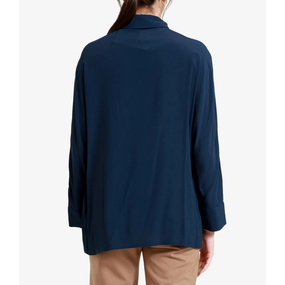 Semicouture Blauwe Oriana Crepe de Chine Shirt Blue Dames