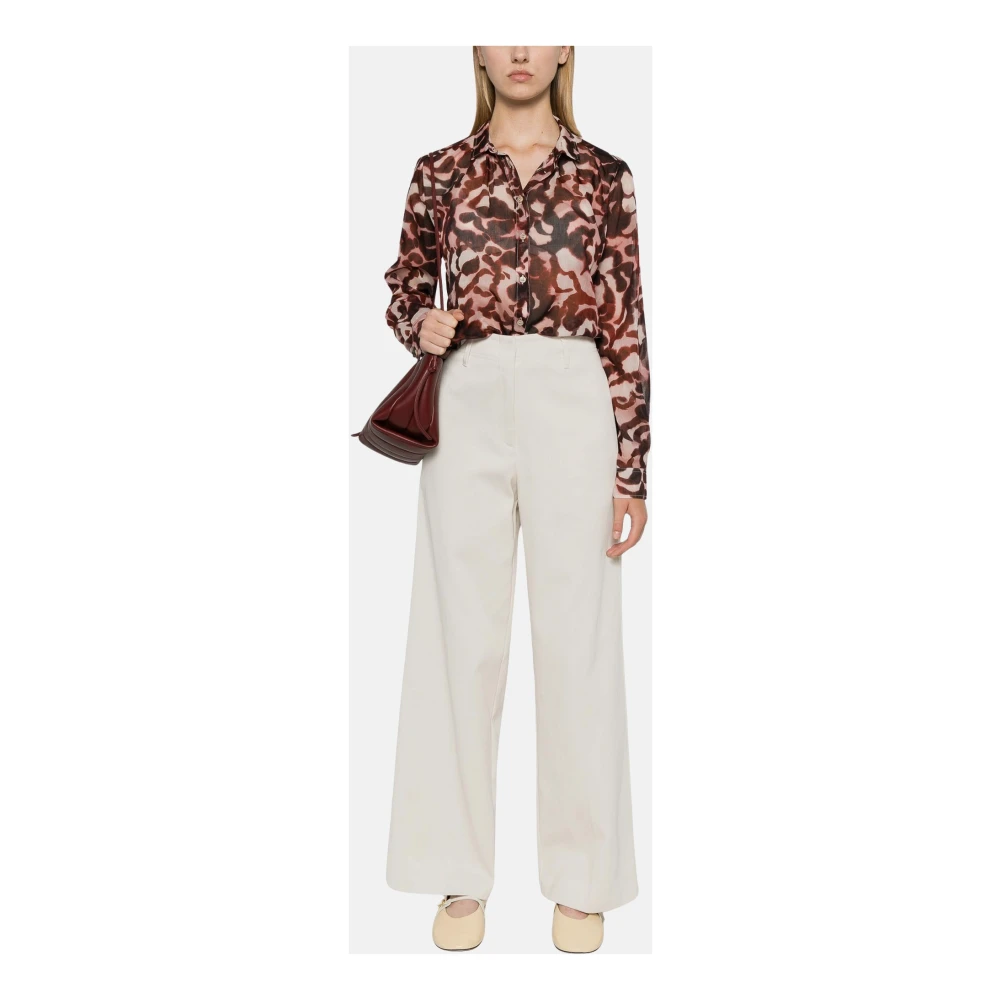 Forte Hoge taille rechte pijp katoenen broek Beige Dames