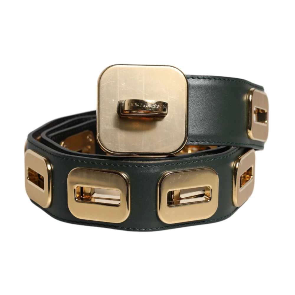 Dolce & Gabbana Women's Gold Tone Rotating Buckle Leather Belt