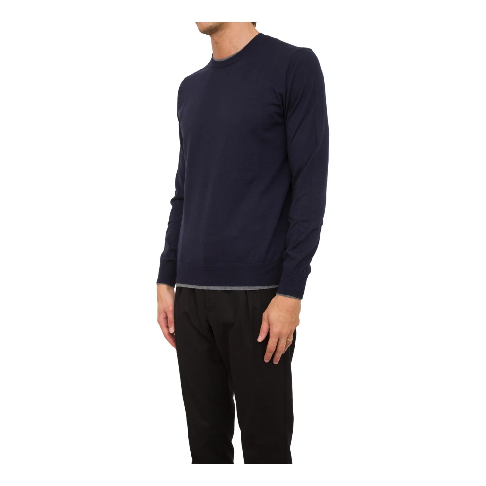Paolo Pecora Blauw Crew Neck Shirt Blue Heren