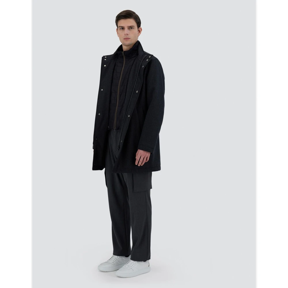 Herno Tweed wollen carcoat Black Heren