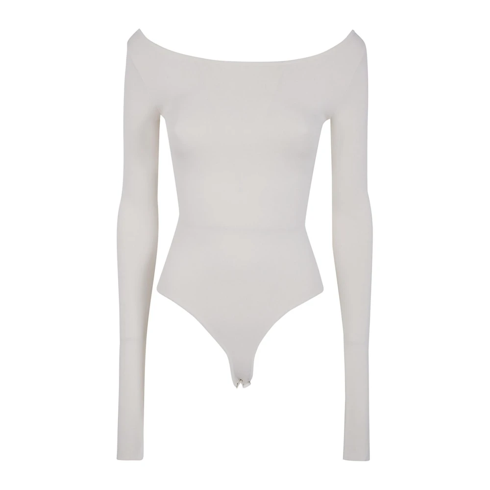 Entire Studios Vrouw Wit Off-The-Shoulder Lange Mouw Bodysuit