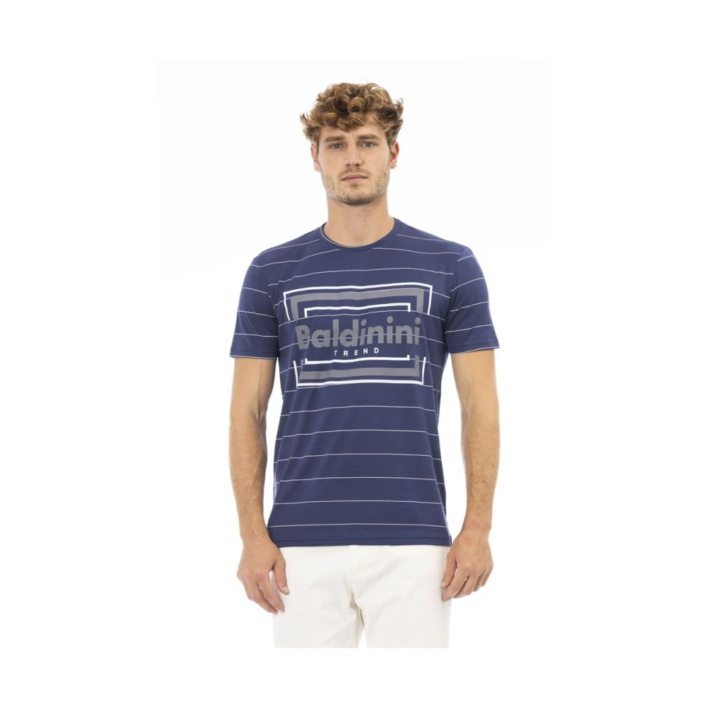 Baldinini Blauw Bedrukt Kortarmig Stijlvol T-shirt Blue Heren