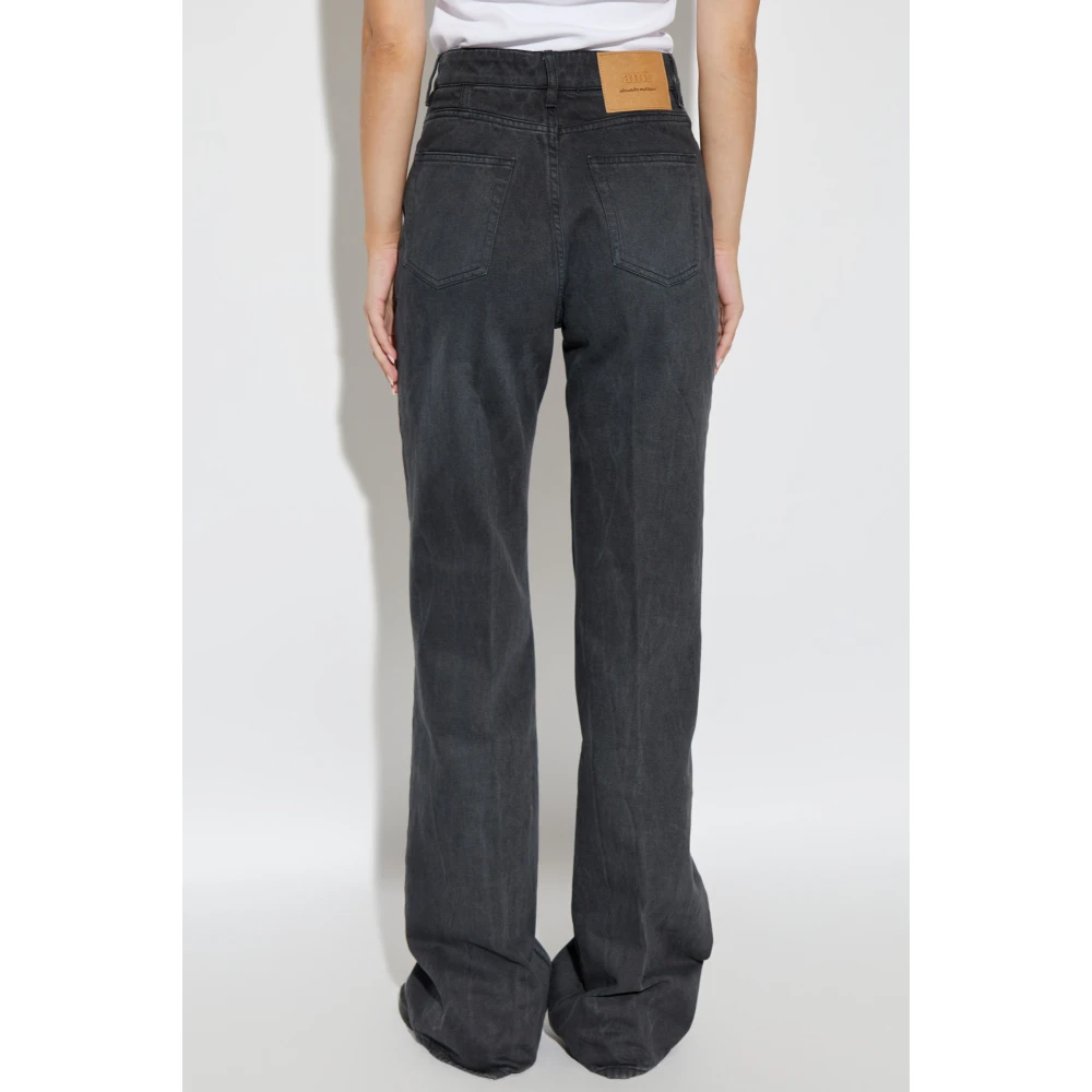 Ami Paris Wide-Leg Jeans Gray Dames