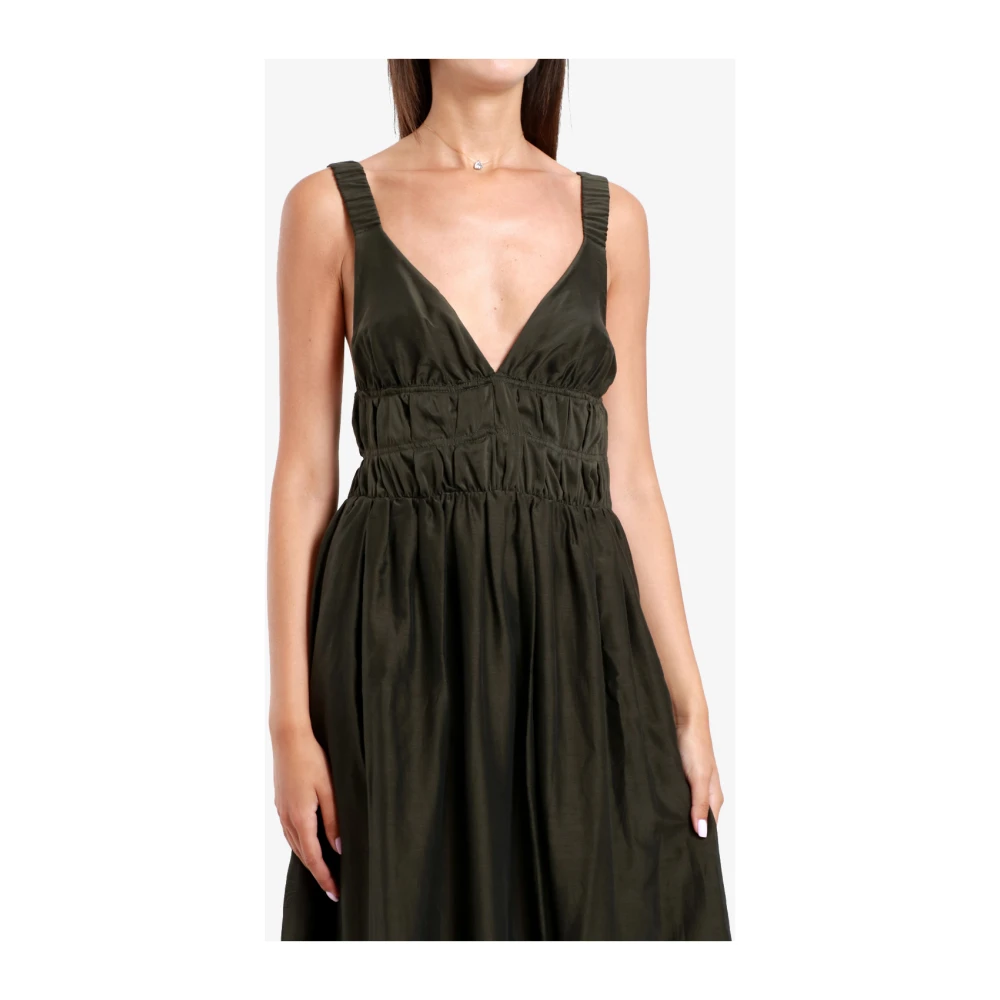 Semicouture Militaire Lange Jurk met Topstitching Green Dames