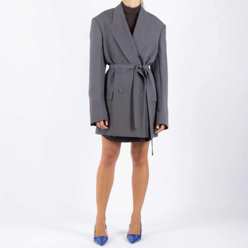 Dries Van Noten Talpa Wollen Jas Gray Dames
