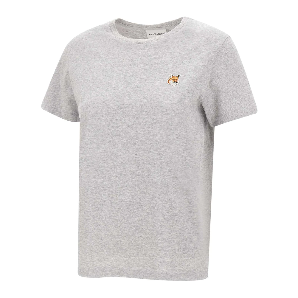 Maison Kitsuné Grijze Fox Logo T-shirt Gray Dames