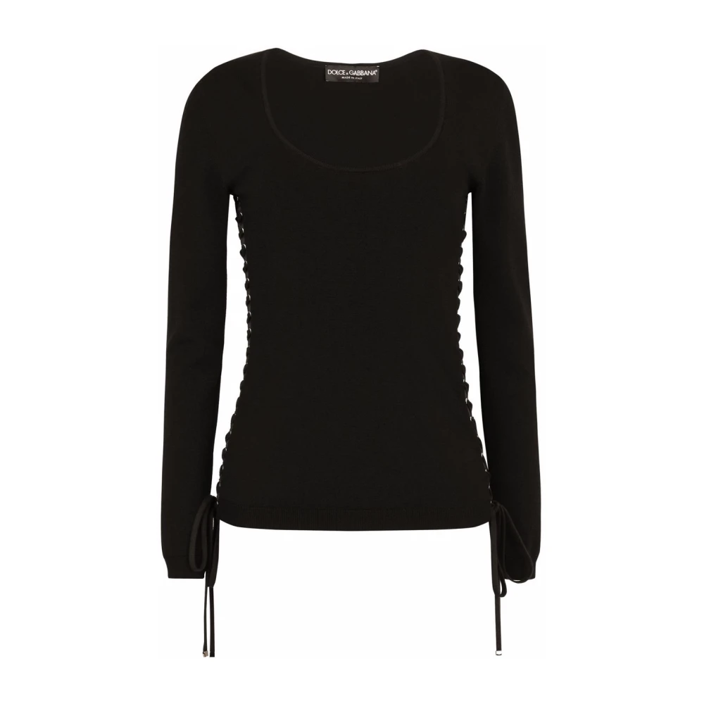 Dolce & Gabbana Svart Stickade Plagg Med Rund Hals