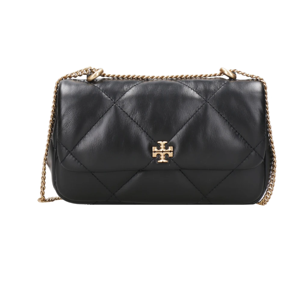 Tory Burch Svart Nappa Chevron Quiltad Crossbody Väska Black, Dam