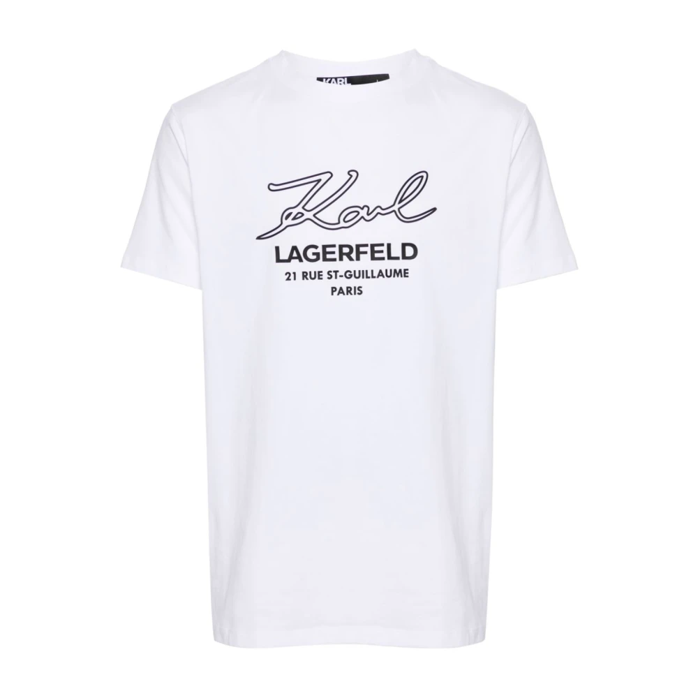 Karl Lagerfeld Logo Appliqué Crew Neck T-shirt White Heren