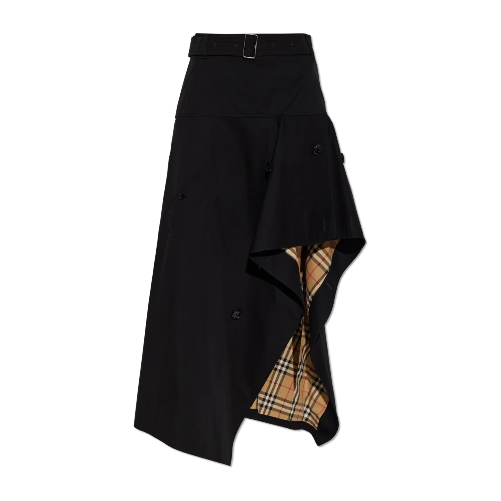 Burberry Black Midi Skirts, Female, Xs, Heather Asymmetric Skirt