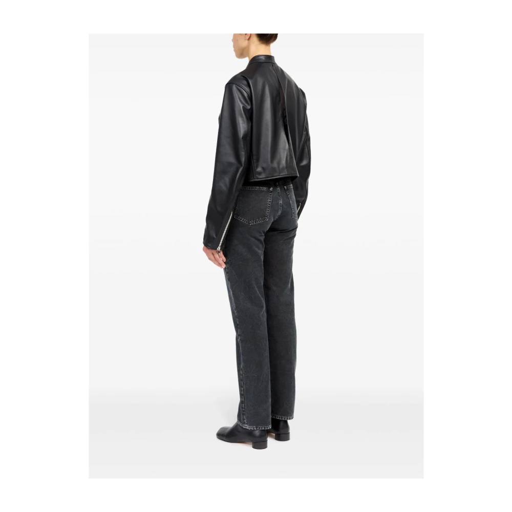 MM6 Maison Margiela Zwarte leren jack Black Dames