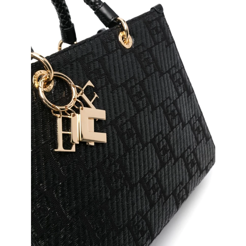 Elisabetta Franchi Zwarte tassen met leren afwerking Black Dames
