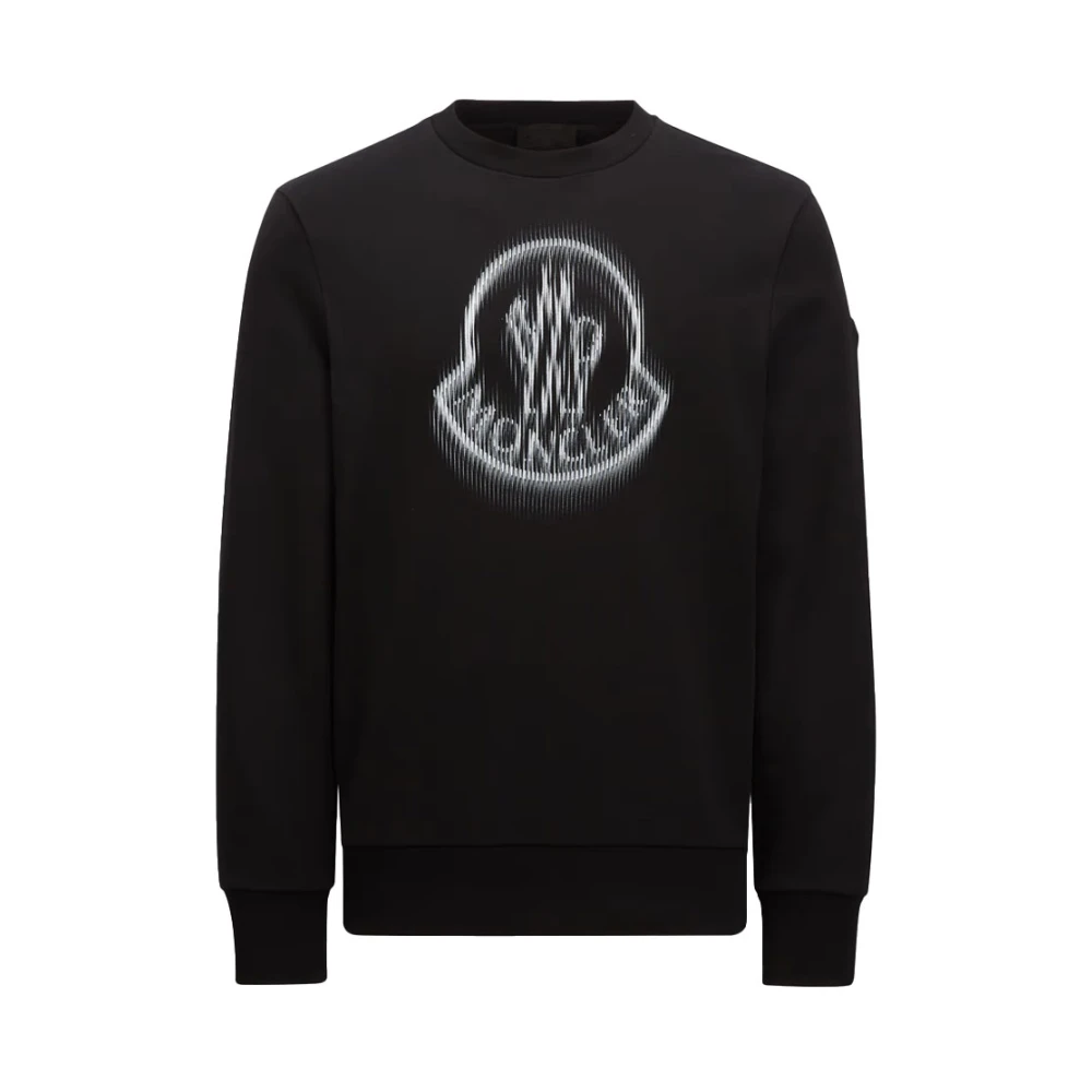 Moncler Vervaagde Logo Sweatshirt Black Heren