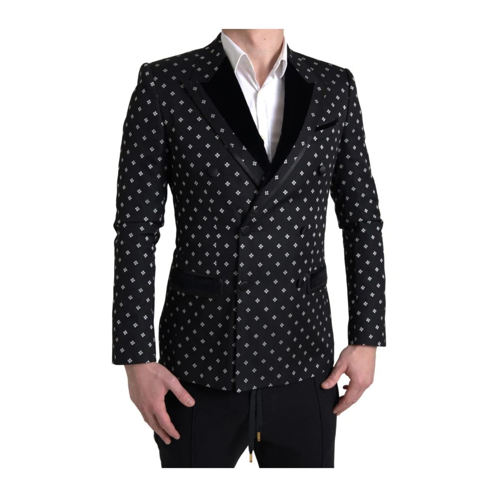 Dolce & Gabbana Geometrische Dubbel Breasted Blazer Black Heren