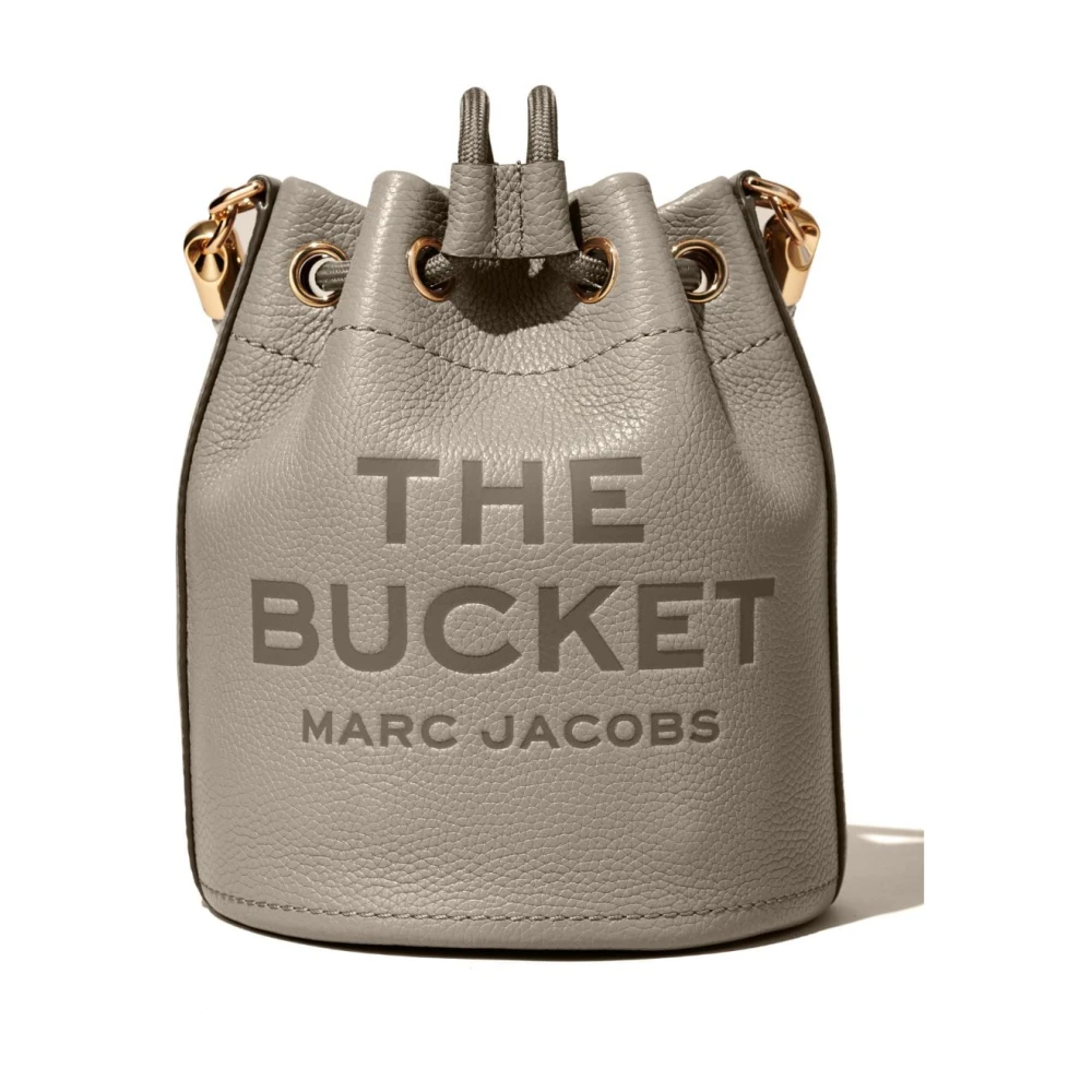 Marc Jacobs Grijze Leren Bucket Tas met Logo Gray Dames