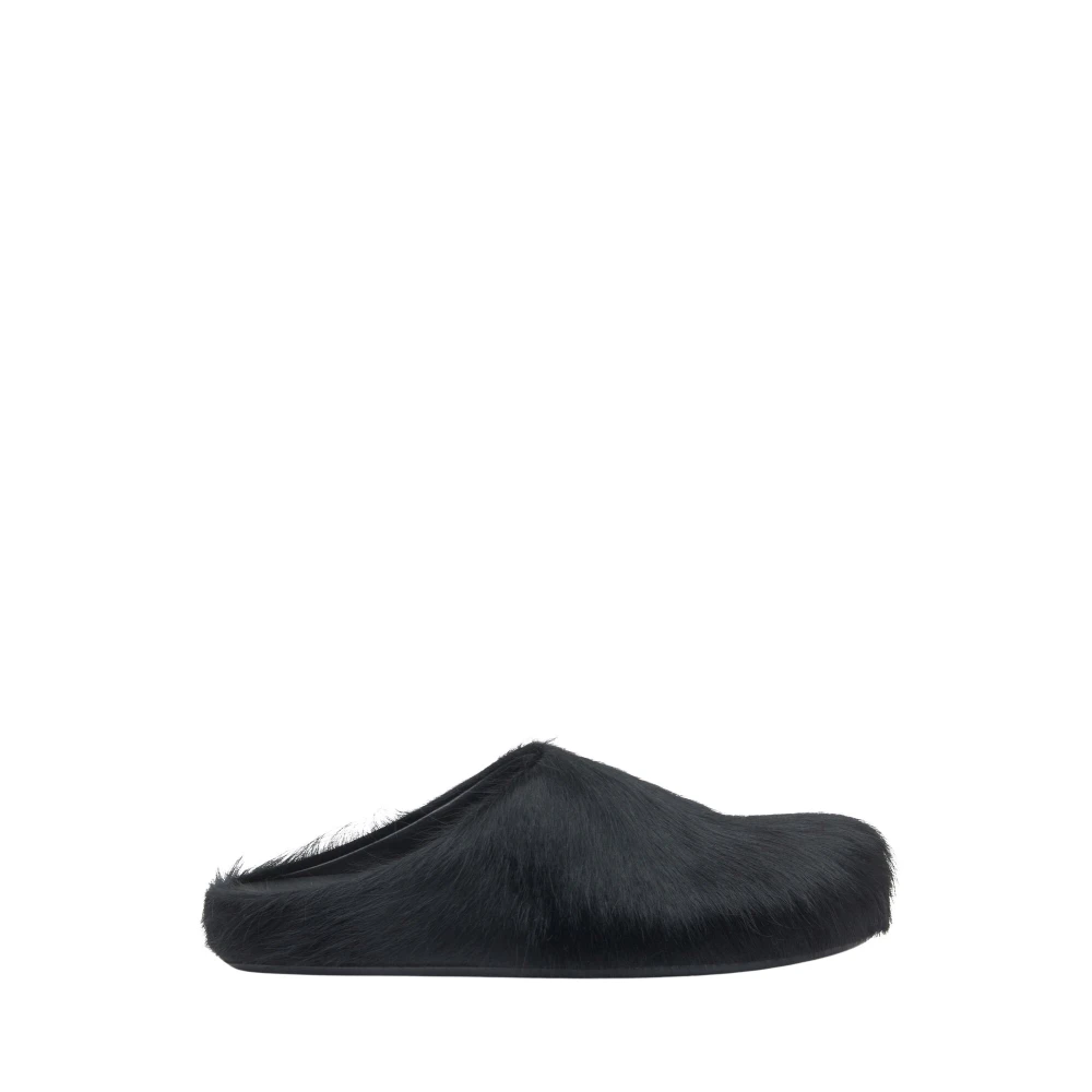 Marni Women's Black Calf Hair Fussbett Sabot Mules