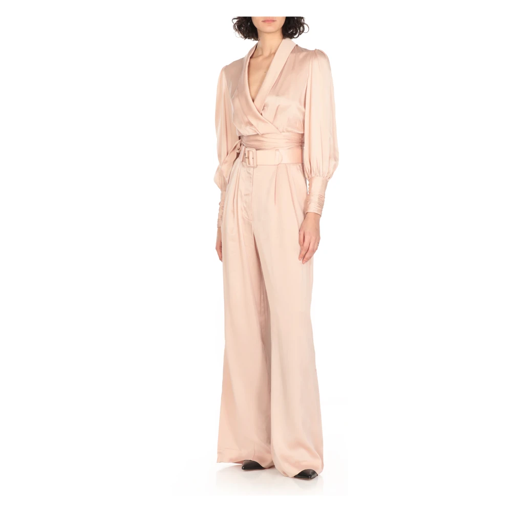 Zimmermann Roze zijden broek met riemlussen Pink Dames