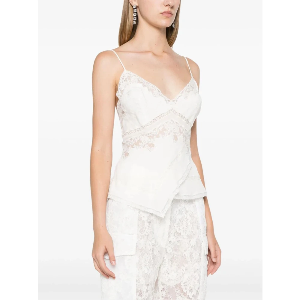 Ermanno Scervino Zijden Kant Asymmetrische Top Beige Dames