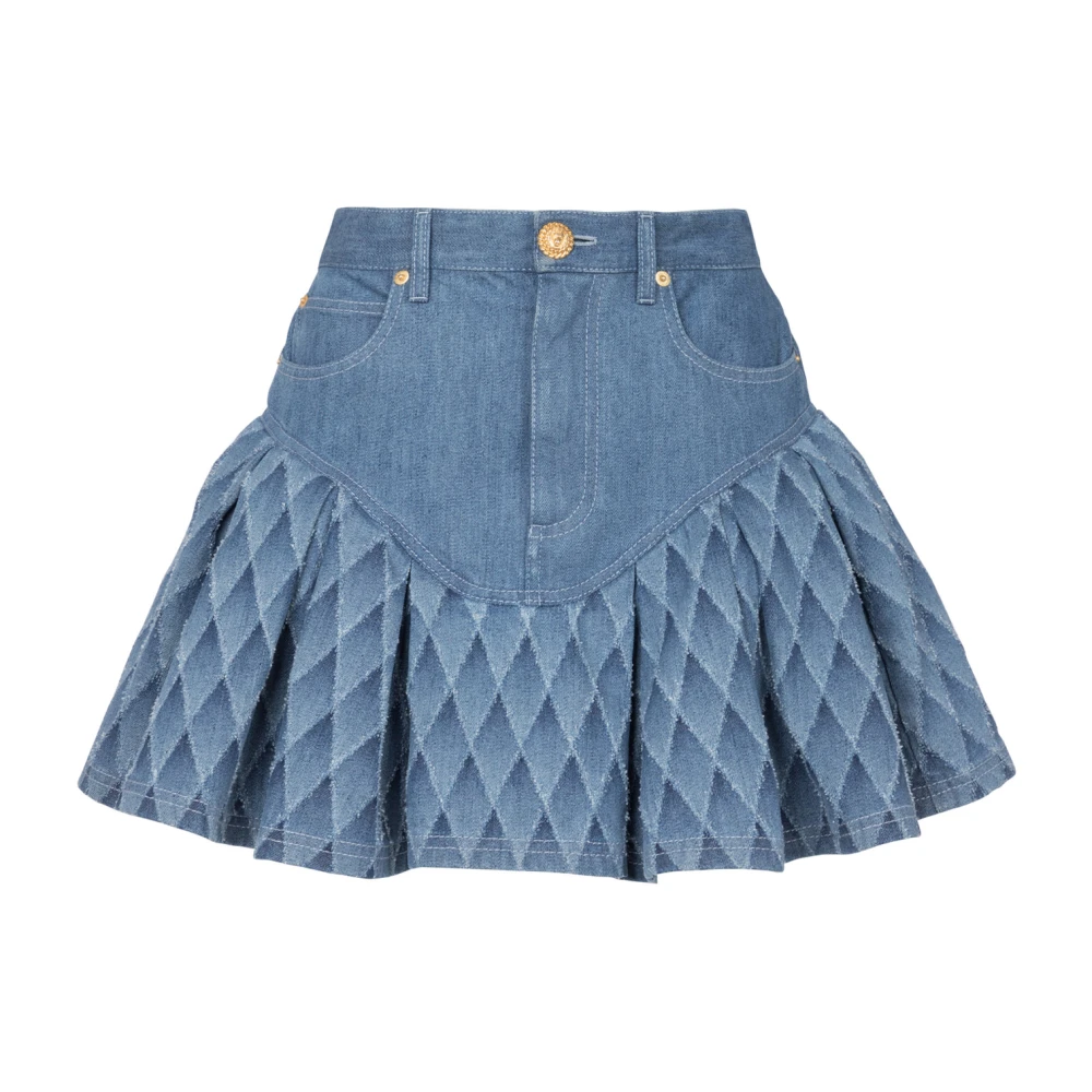 Balmain Korte Denim Rok Blue Dames