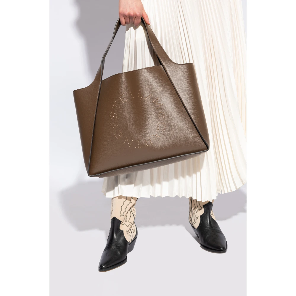 Stella Mccartney Logo Tote Shopper Tas Brown Dames