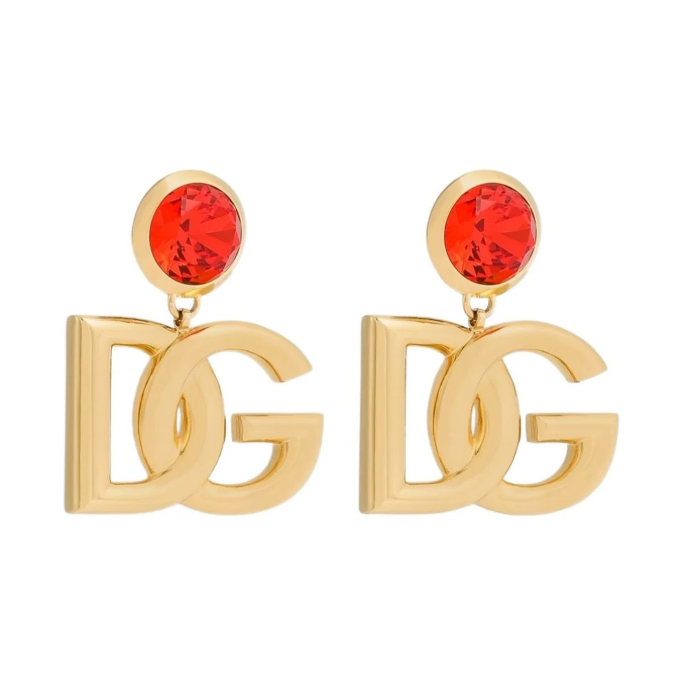Dolce & Gabbana Red Earrings, Female, One Size, Clip Earrings With Logo