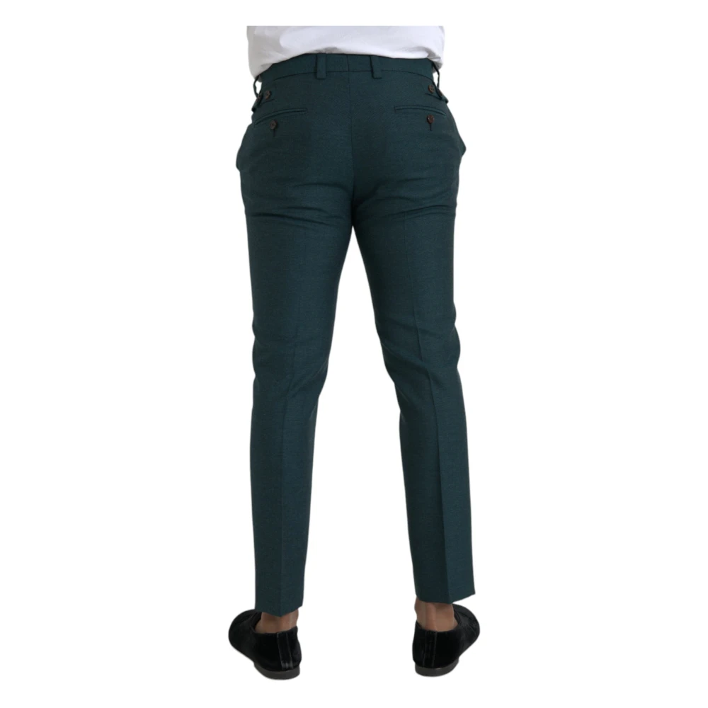 Dolce & Gabbana Donkergroene Wol Pantalon Green Heren