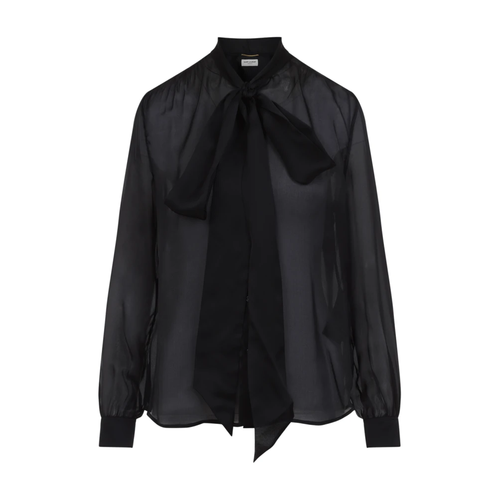 Saint Laurent Zijden Blouse Black Dames