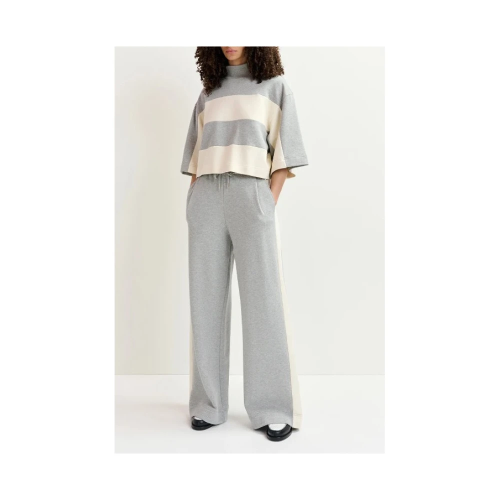 Essentiel Antwerp Wafel Sweatshirt met Brede Strepen Gray Dames