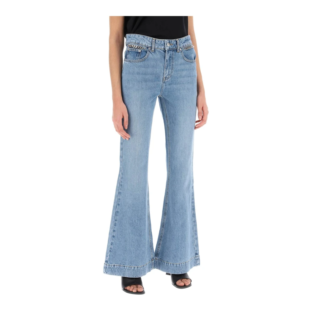 Stella Mccartney Flared jeans met Falabella kettingdetail Blue Dames