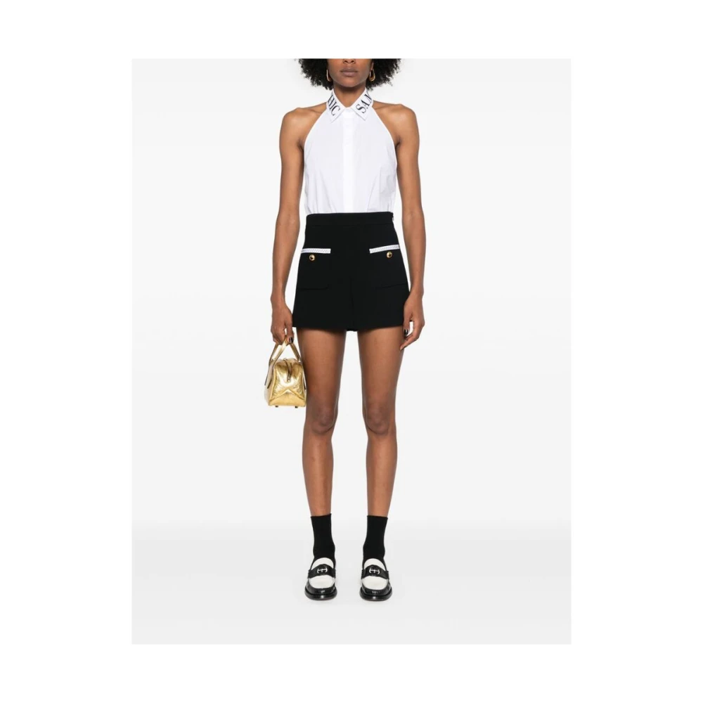 Moschino Zwart Gestructureerde Afwerking Zakkenjas Black Dames