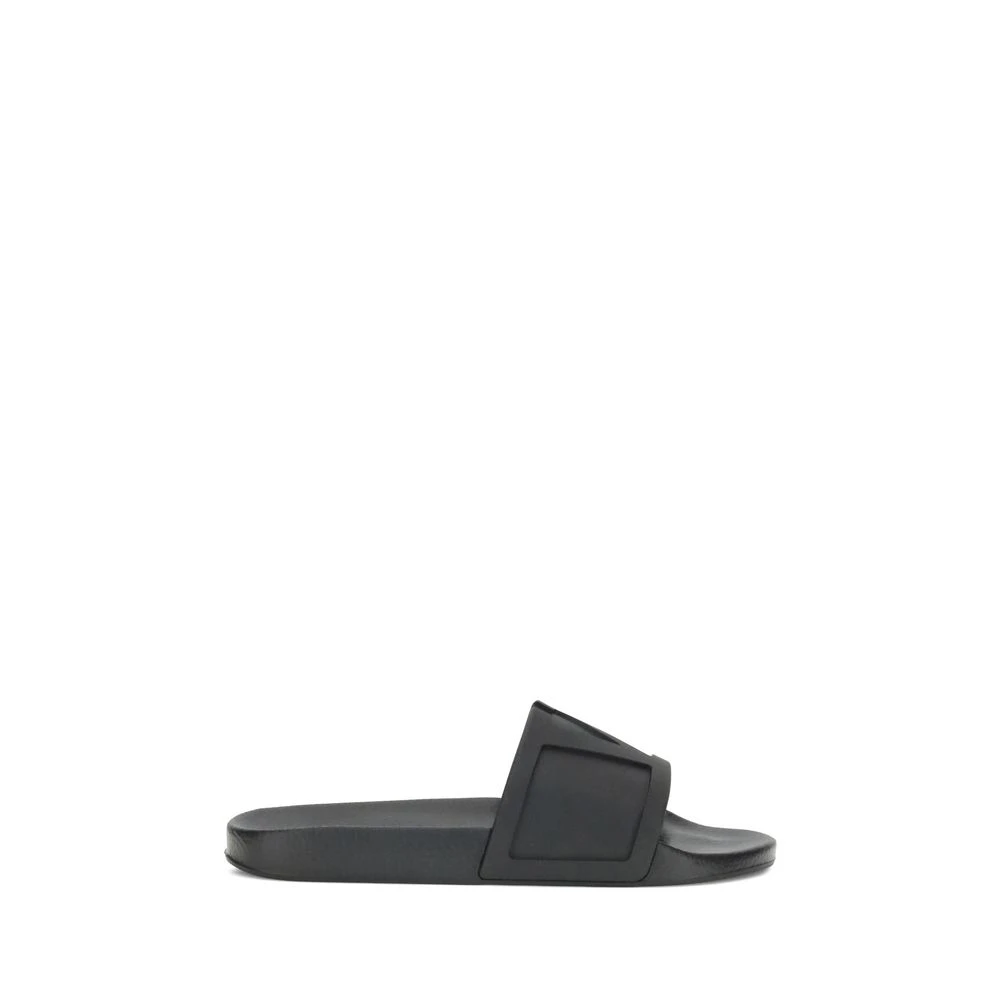 Valentino Garavani Men's Black Sliders, 8 Uk, Embossed Vlogo Rubber Slides