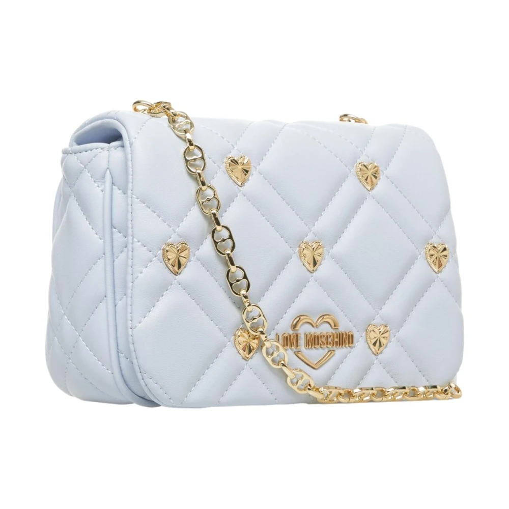 Love Moschino Blauwe Gewatteerde Schoudertas met Studs Blue Dames
