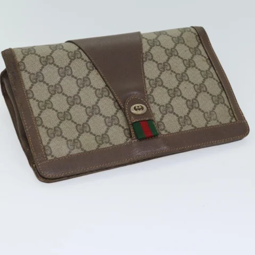 Gucci Vintage Pre-owned Leather clutches Beige Dames