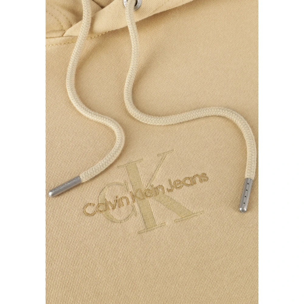 Calvin Klein Gewassen Monologo Hoodie Sweater Beige Heren