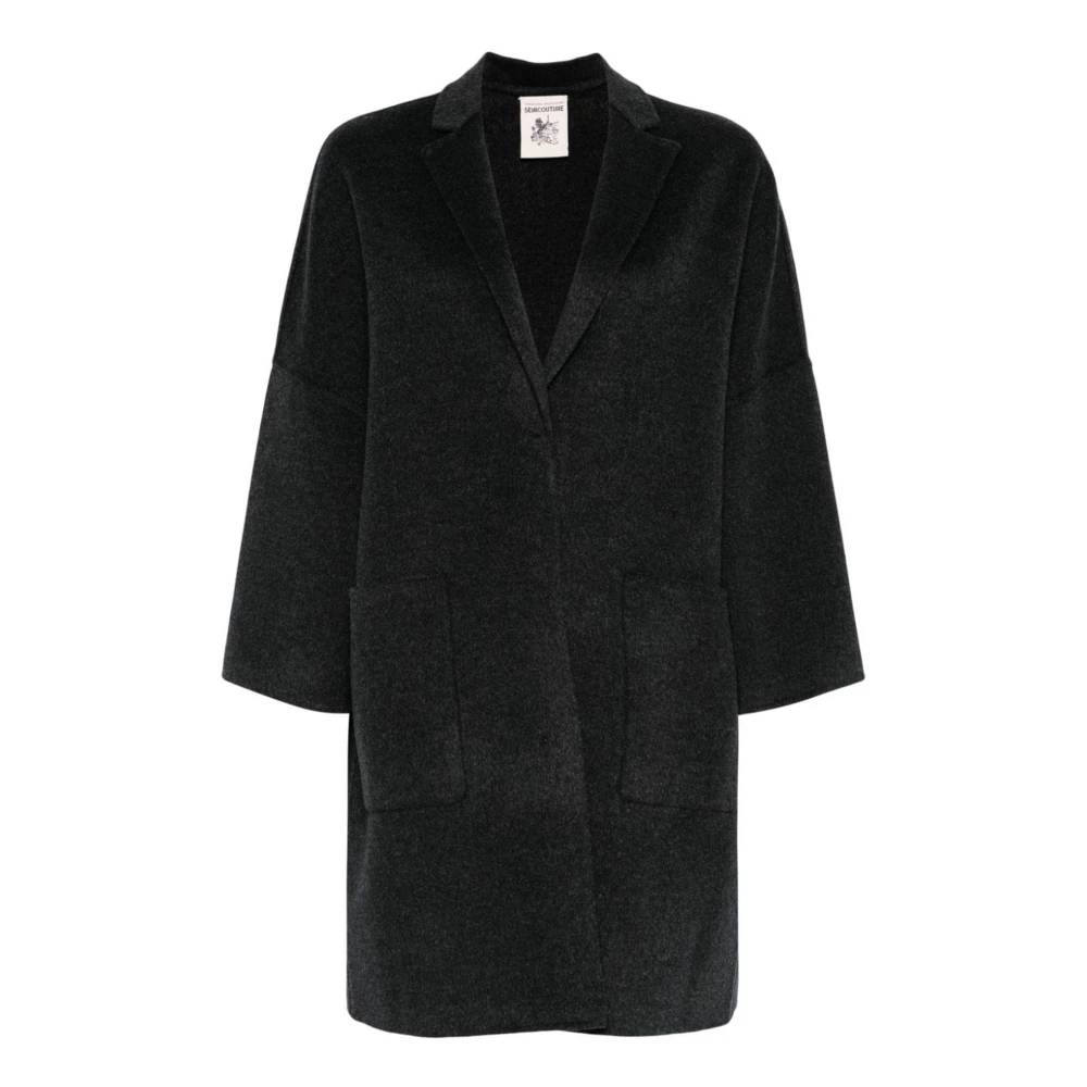 Semicouture Oversized Dubbel Doek Grijze Jas Gray Dames