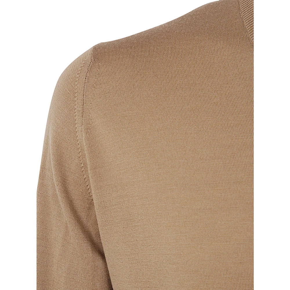 John Smedley Nootmuskaat V-hals Pullover Sweater Beige Heren