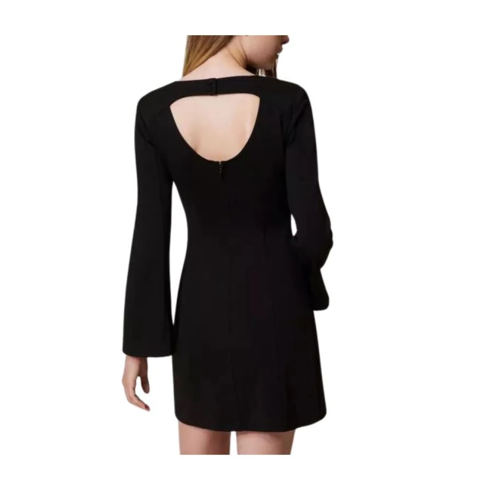 Twinset Zwarte jurk met strass strik Black Dames