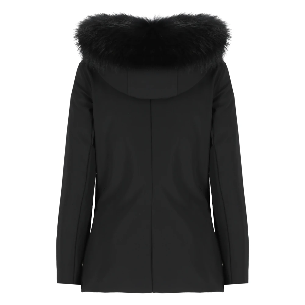 RRD Zwarte Tech Fabric Parka met Afneembare Capuchon Black Dames