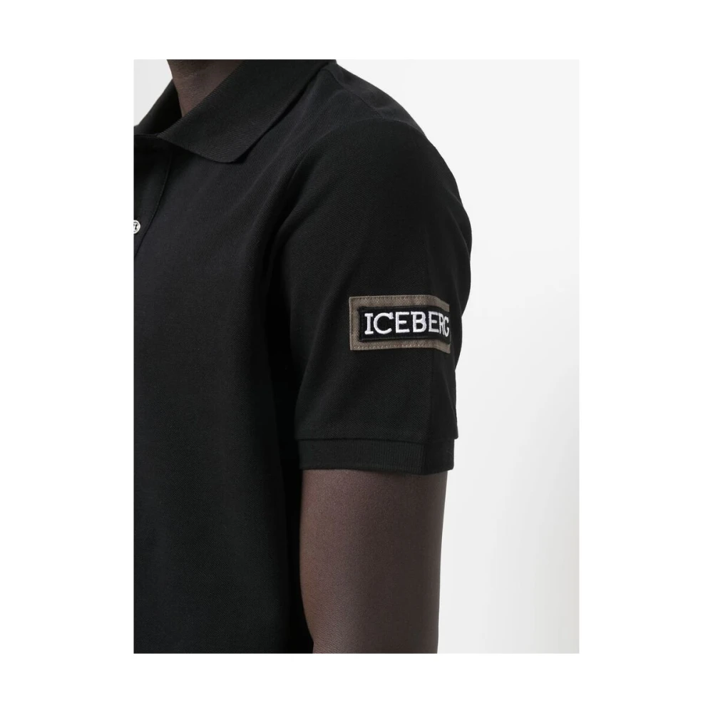 Iceberg Cartoon Print Polo Sweater Black Heren