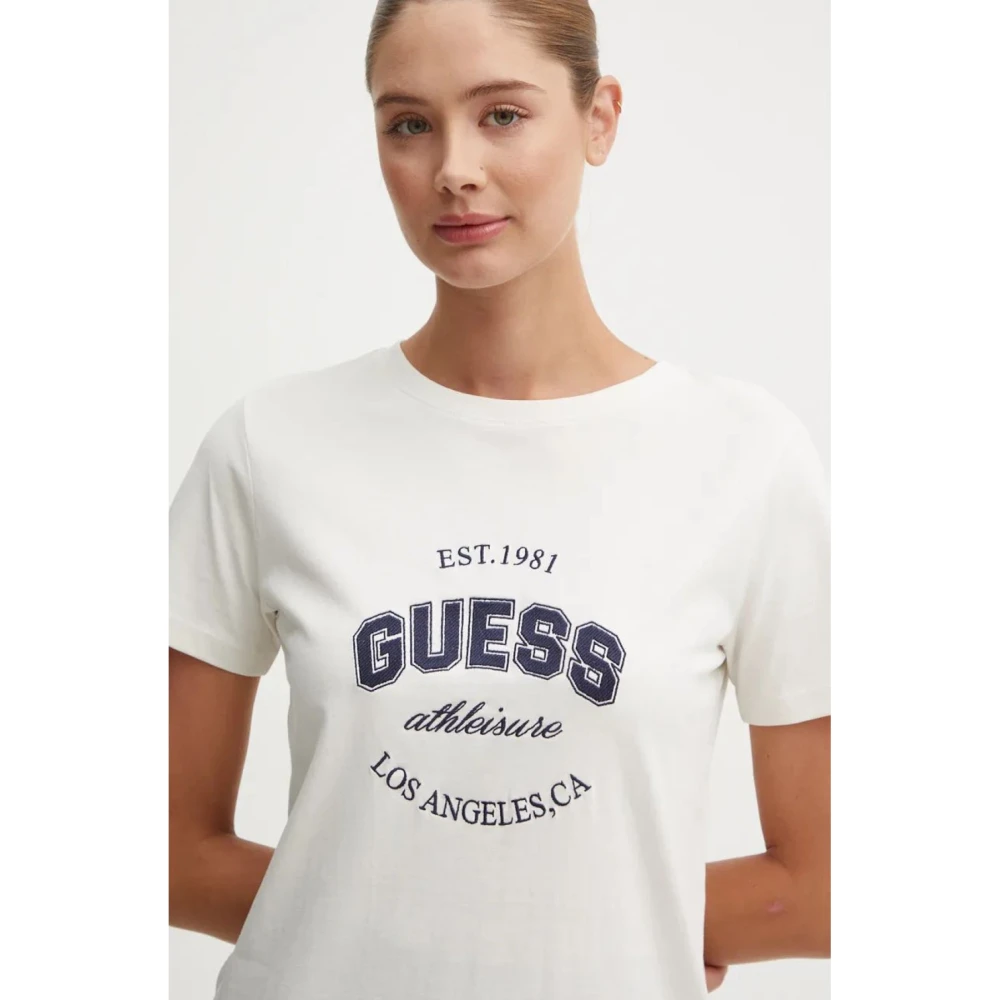 Guess Katoenen Logo T-Shirt White Dames