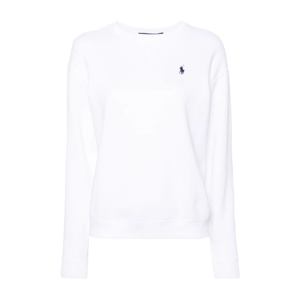 Polo Ralph Lauren Witte Trui Ronde Hals Lange Mouw White Dames